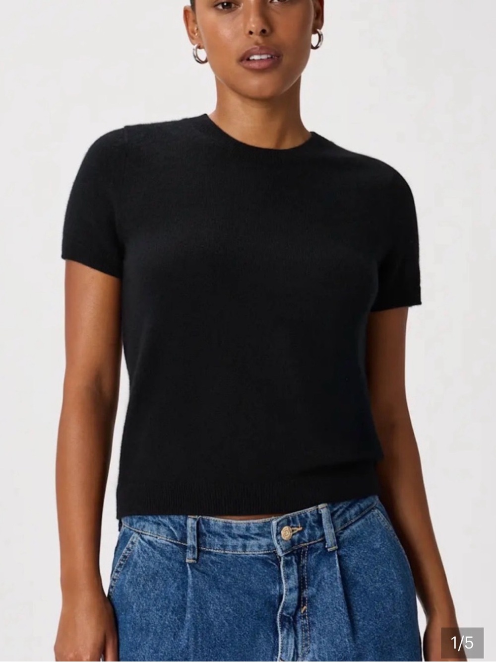 Quince Mongolian Cashmere Tee In Black Size Medium